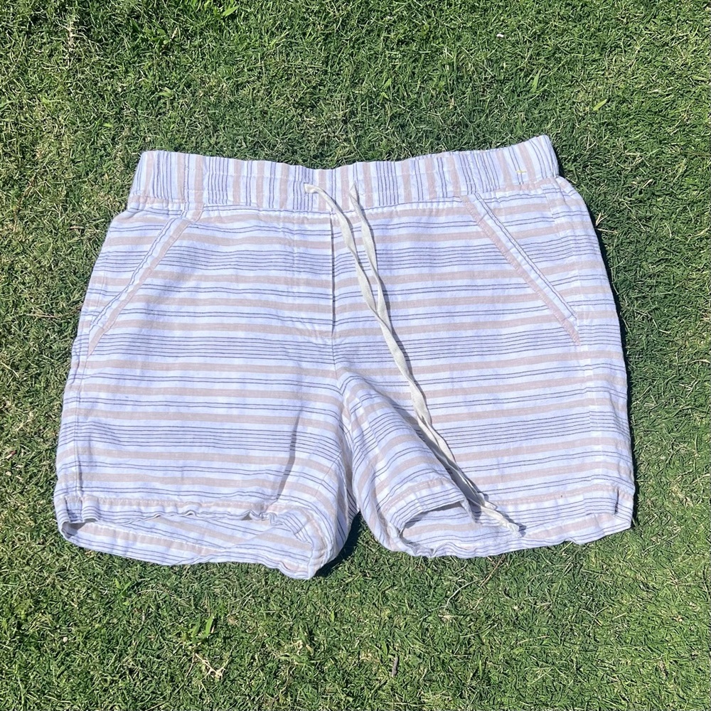 Talbots Light Blue and White Bermuda Shorts with Elastic Waistband